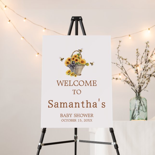 Mommy to Bee Baby Shower Welcome Sign (In Situ (Stand))