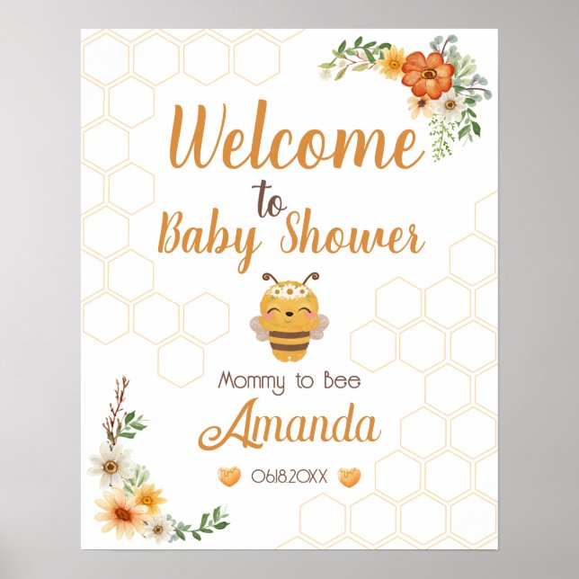 Mommy To Bee Baby Shower Welcome Sign (Front)