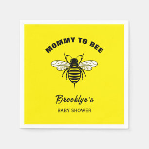Mommy To Bee Baby Shower Yellow Black Cool Stylish Napkins