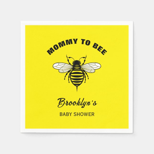 Mommy To Bee Baby Shower Yellow Black Cool Stylish Napkins (Front)