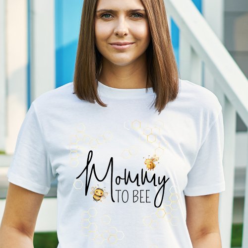 Mommy to Bee Baby Shower Yellow Black Script T_Shirt
