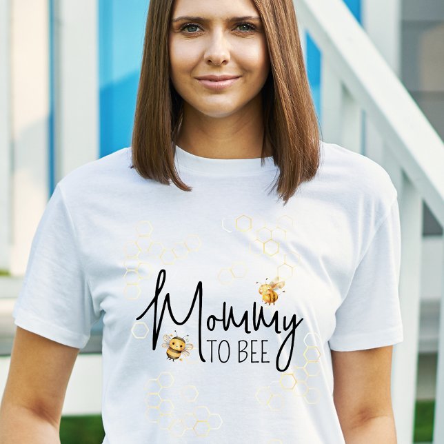 Mommy to Bee Baby Shower Yellow Black Script T-Shirt (Creator Uploaded)