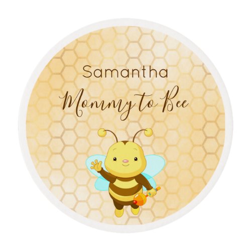 Mommy to Bee Baby shower yellow cute honeycomb Edible Frosting Rounds