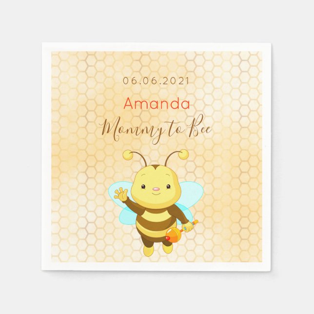 Mommy to Bee Baby shower yellow cute Napkins (Front)