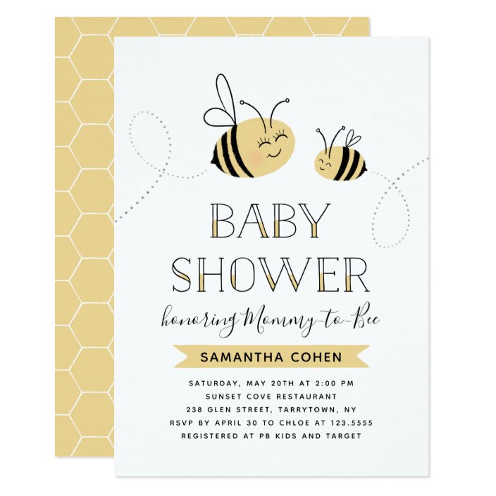 Mommy To Bee Baby Shower Yellow Invitation Zazzle Mommy To Bee Baby Shower Yellow