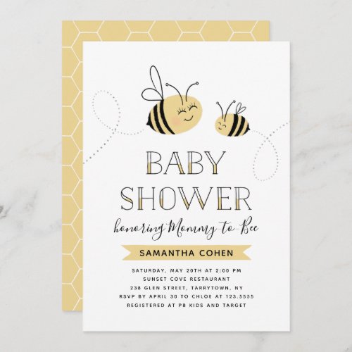 Mommy_to_Bee  Baby Shower  Yellow Invitation