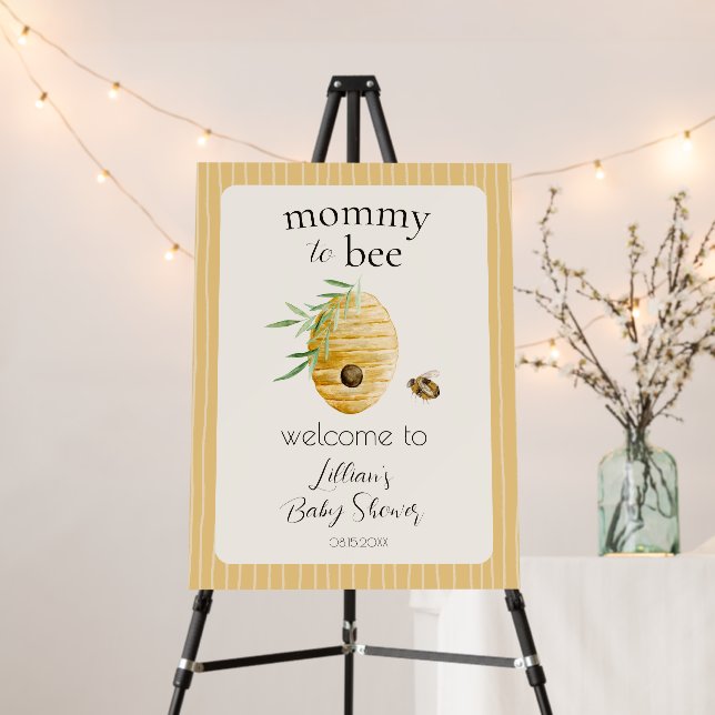 Mommy To Bee Beehive Baby Shower Welcome Sign (In Situ (Stand))