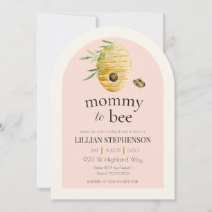 Mommy To Bee Blush Pink Bumblebee Baby Shower Invitation