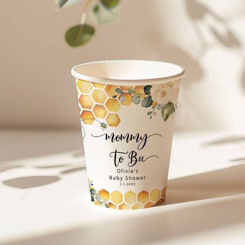 Mommy to bee bumble bee baby shower paper cups