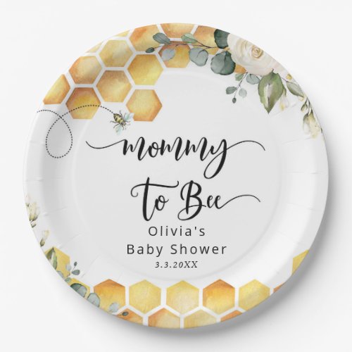 Mommy to bee bumble bee baby shower paper plates