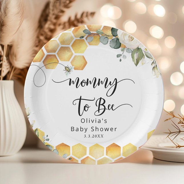 Mommy to bee bumble bee baby shower paper plates (Creator Uploaded)