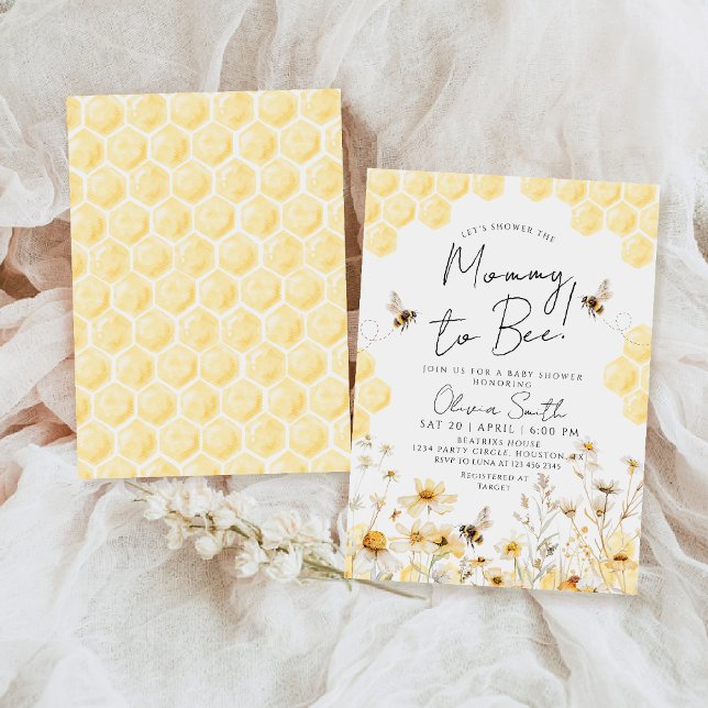 Mommy to Bee Bumble Wildlfower Spring Baby Shower  Invitation (Creator Uploaded)