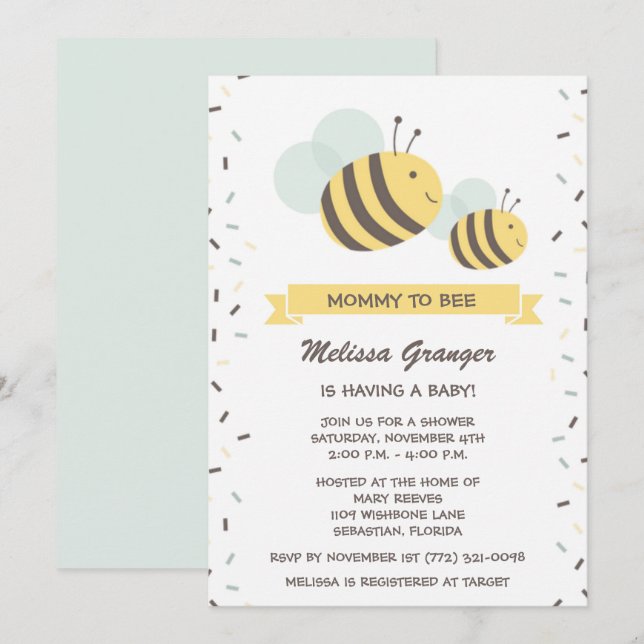 Mommy to Bee Bumblebee Baby Shower Invitation (Front/Back)