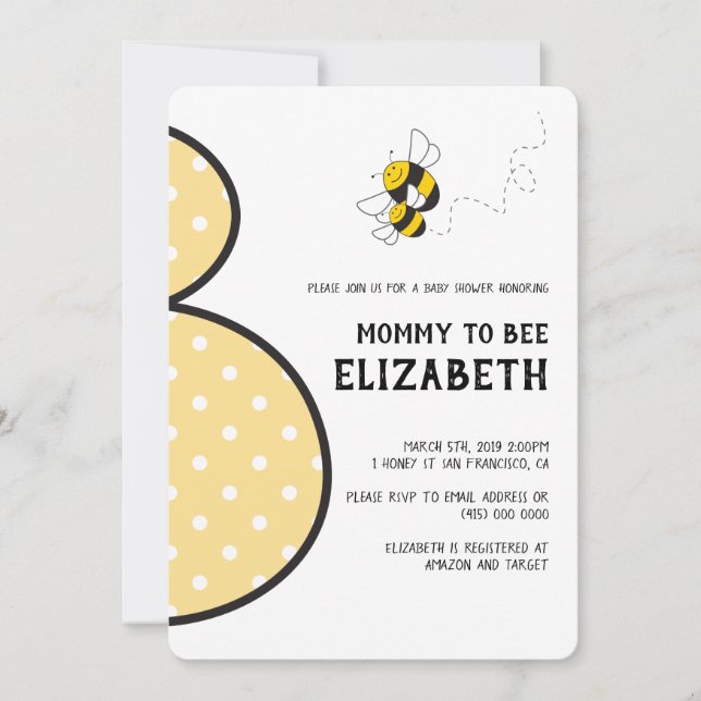Mommy to bee bumblebee baby shower invitation (Front)