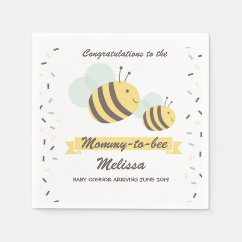 Mommy To Bee Bumblebee Baby Shower Napkin