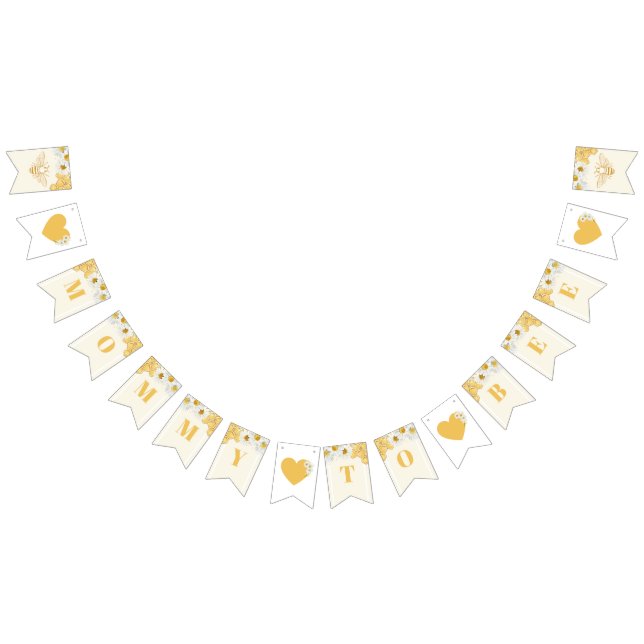 Mommy To Bee Bumblebee Honey Baby Shower Sprinkle Bunting Flags (All)
