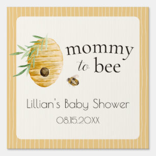 Mommy To Bee Bumblebee Yellow Striped Baby Shower  Sign