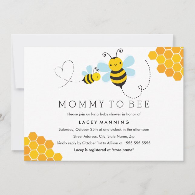 Mommy To Bee Chevron Baby Shower Invitation (Front)