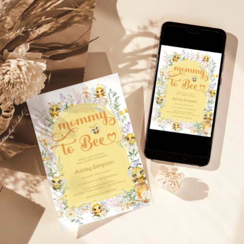 Mommy to Bee Cute Baby Shower Invitation