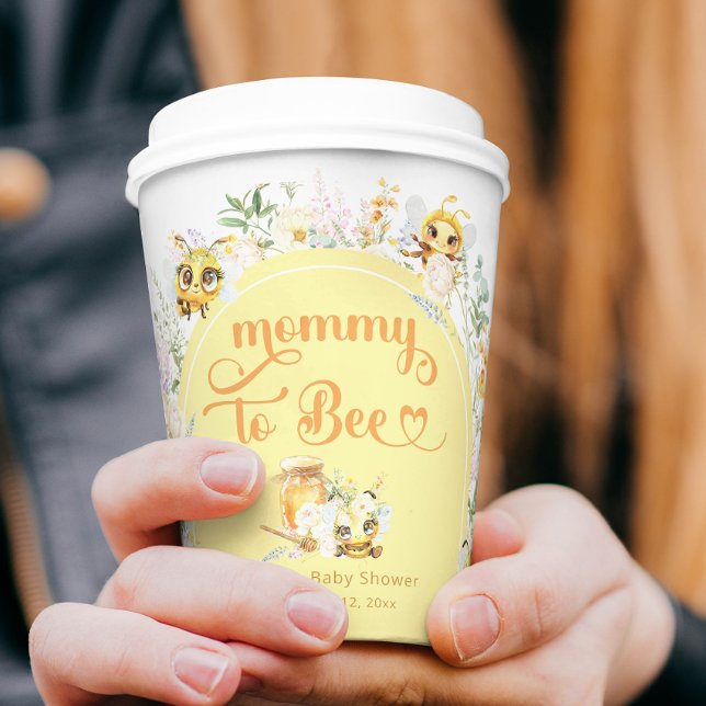 Mommy to Bee Cute Bumble Bee Baby Shower Paper Cups (Creator Uploaded)