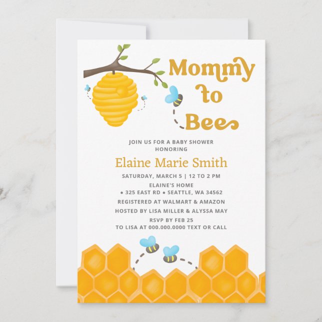 Mommy to Bee Cute Honey Bee Baby Shower Invitation (Front)