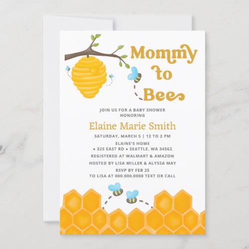 Mommy to Bee Cute Honey Bee Baby Shower Invitation