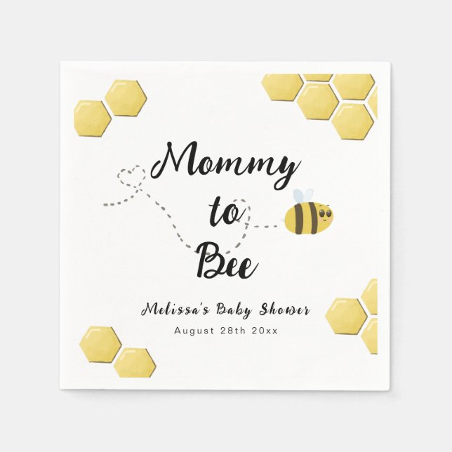 Mommy to Bee Cute Honeycomb Baby Shower Napkins (Front)