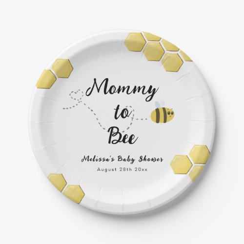 Mommy to Bee Cute Honeycomb Baby Shower Paper Plates