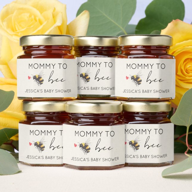 Mommy to Bee Cute Personalized Baby Shower Honey Jar Favors (Insitu)