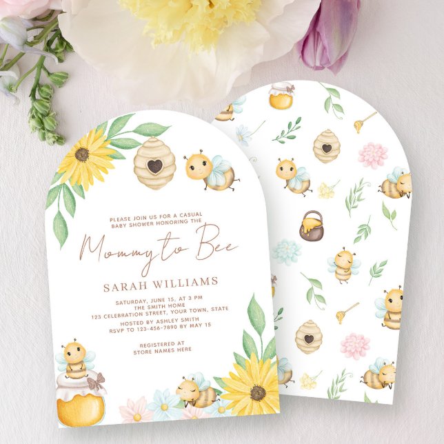 Mommy to Bee Cute Watercolor Bumblebee Baby Shower Invitation (Creator Uploaded)