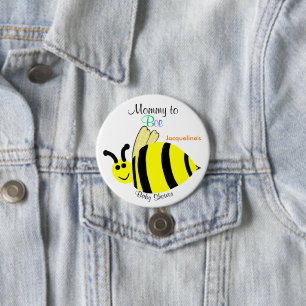 Mommy To Bee Cute Yellow Bumble Bee Baby Shower Pinback Button