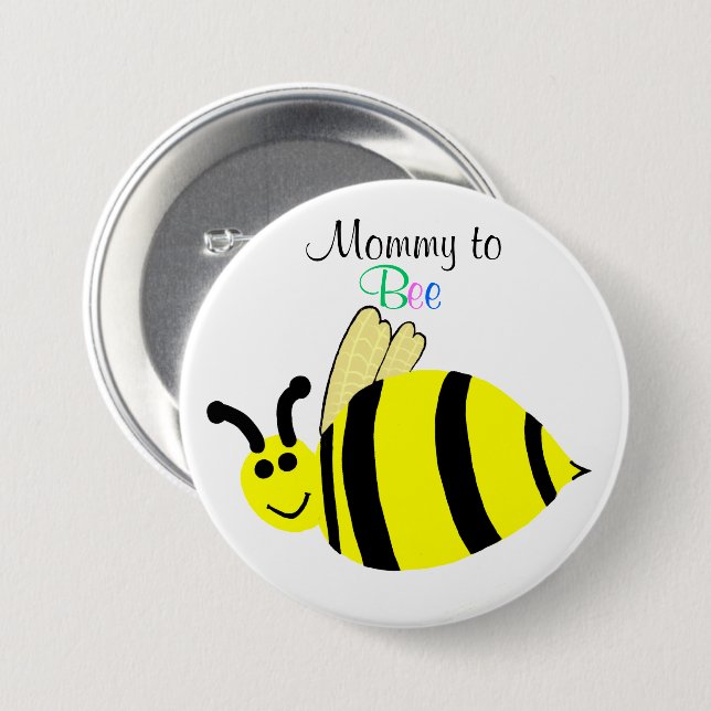 Mommy To Bee Cute Yellow Bumble Bee Maternity Pinback Button (Front & Back)