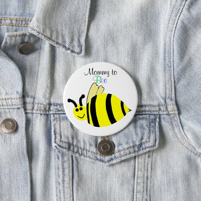 Mommy To Bee Cute Yellow Bumble Bee Maternity Pinback Button (In Situ)