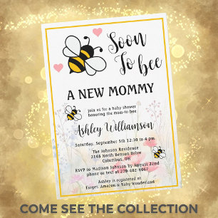 Mommy-to-Bee Floral Baby Girl Shower Invitation