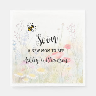 Mommy-to-Bee Floral Baby Girl Shower Napkins
