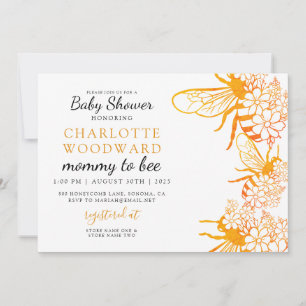 Mommy To Bee Floral Baby Shower Invitation