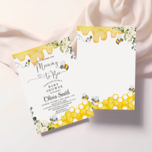 Mommy to Bee Floral Baby Shower Invitation