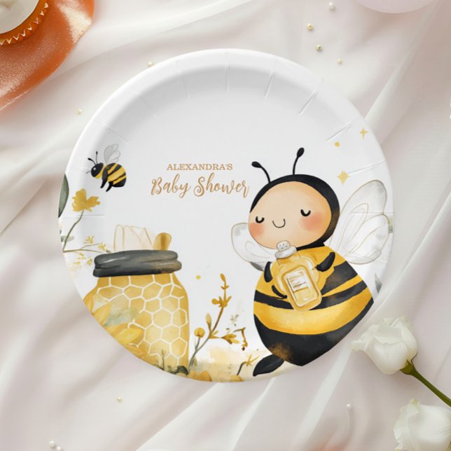 Mommy to Bee Floral  Baby Shower Paper Plates (Creator Uploaded)