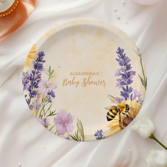 Mommy to Bee Floral  Baby Shower Paper Plates (Creator Uploaded)