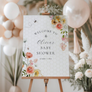 Mommy to Bee Floral Baby Shower Welcome Foam Board