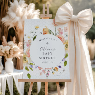 Mommy to Bee Floral Baby Shower Welcome Foam Board