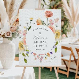Mommy to Bee Floral Bridal Shower Welcome Foam Board