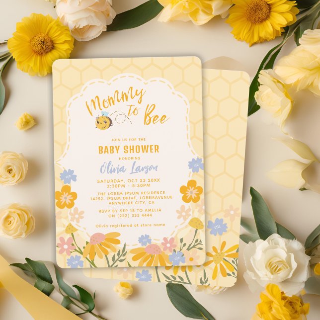 Mommy to Bee floral Gender Neutral Baby Shower  Invitation (Creator Uploaded)