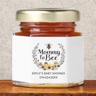 Mommy to Bee Floral Minimalist Baby Shower Honey Jar Favors