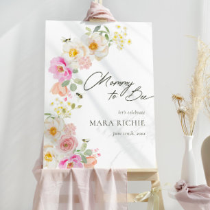 Mommy to Bee   Floral Watercolor Baby Shower Foam Board
