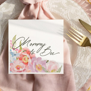 Mommy to Bee Floral Watercolor  Napkins
