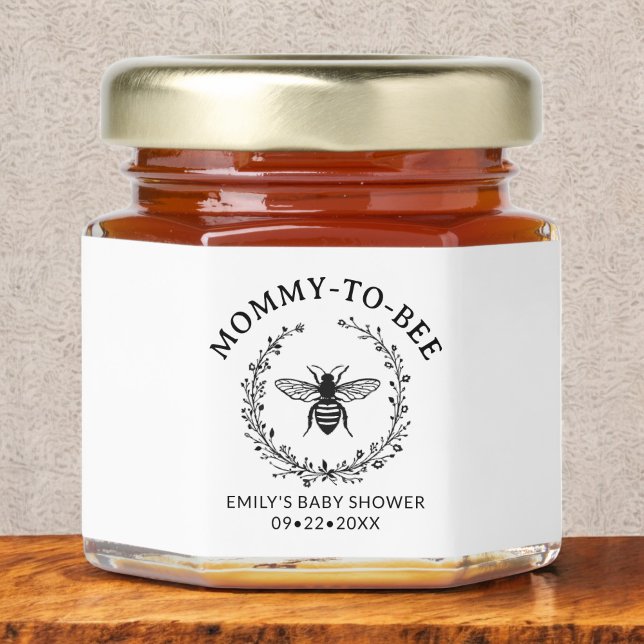 Mommy to Bee Floral Wreath Baby Shower Honey Jar Favors (Creator Uploaded)