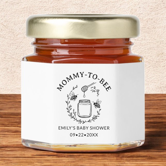 Mommy to Bee Floral Wreath Baby Shower Honey Jar Favors (Creator Uploaded)