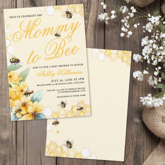 Mommy to BEE Gender Neutral Baby Shower Invitation (Mommy to BEE Gender Neutral Baby Shower Invitation)