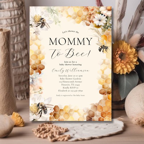 Mommy to Bee Gender Neutral Baby Shower Invitation